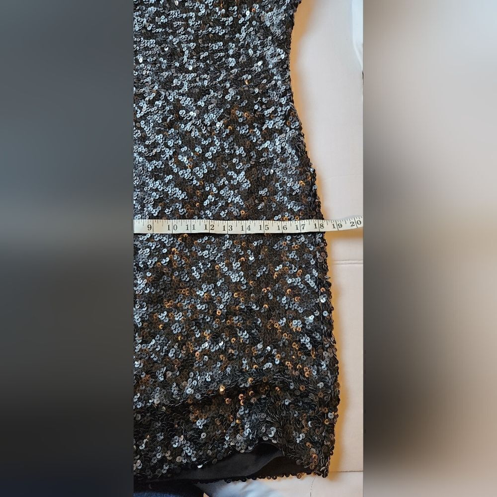 Rachel Zoe Open Back Sheath Knott Sequin Mini Dress in Black Size 10 - Picture 9 of 16